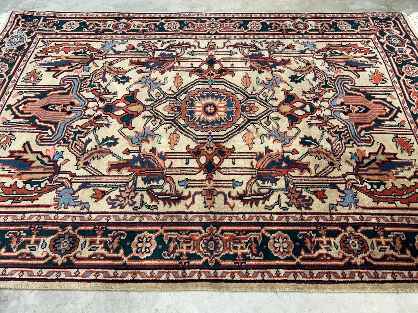 4'x6' Fine Hand-Knotted 100% Wool PileMahal Design Area Rug - Carpet
