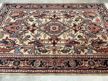 4'x6' Fine Hand-Knotted 100% Wool PileMahal Design Area Rug - Carpet