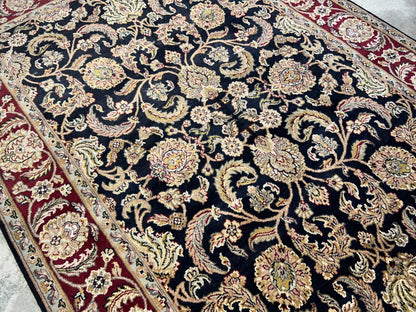 6'2"x9'4'' Hand-Knotted 100% Wool Pile Indo-Agra Area Rug - Area Carpet