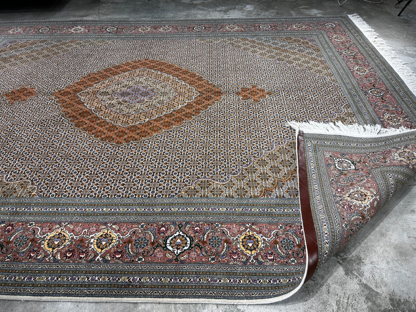 8'4"x11' Hand-Knotted Silk & Wool Tabrize Fish Style  Rug - Carpet