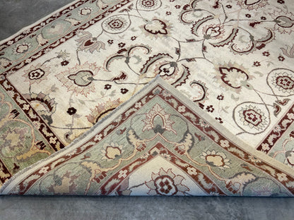 7'1"x9'1" Hand-Knotted 100% Wool Pile Indian Arut Carpet - Area Rug