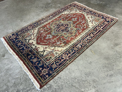 3’x4’9" Hand-Knotted 100% Wool Indoserapi Area Rug - Carpet