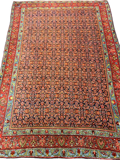 Collector Item -  4'8"x7'1" Antique Hand-Knotted Fine Wool Bidjare Area Rug