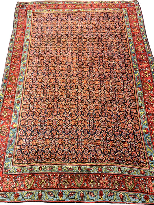 Collector Item -  4'8"x7'1" Antique Hand-Knotted Fine Wool Bidjare Area Rug