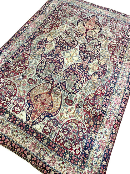 4'5" x 6'6'' Antique Hand-Knotted 100% Wool Ravare Kermane Rug