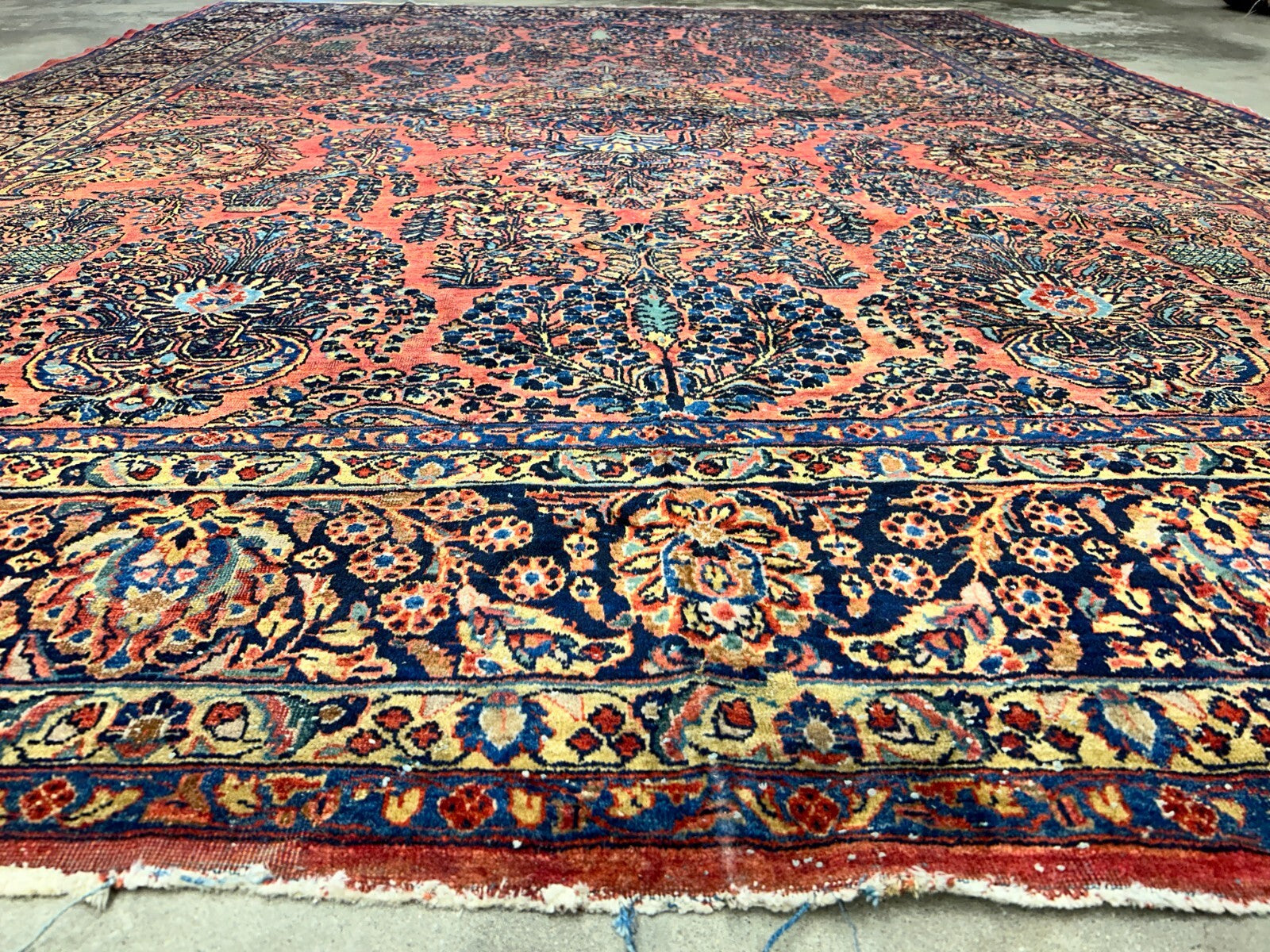 8'11"x11'8" Antique Fine Lamb Wool Sarouke Rug Hand-knotted Carpet