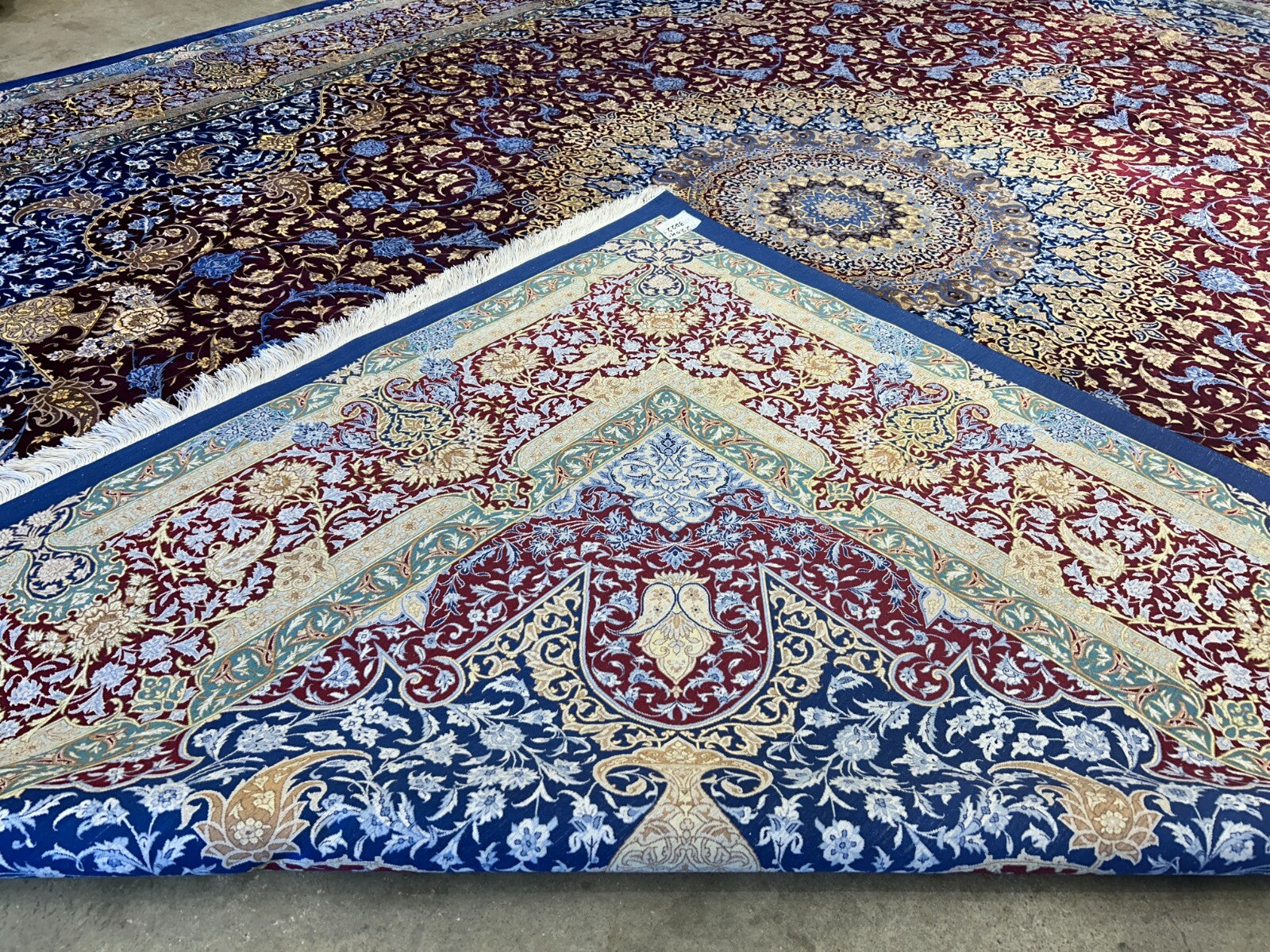 9'7"x12'10" Exquisite Signed Hand-Knotted 100% Silk Qume Rug
