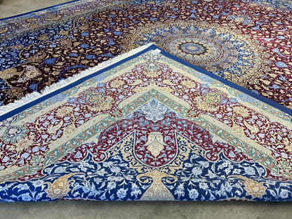 9'7"x12'10" Exquisite Signed Hand-Knotted 100% Silk Qume Rug