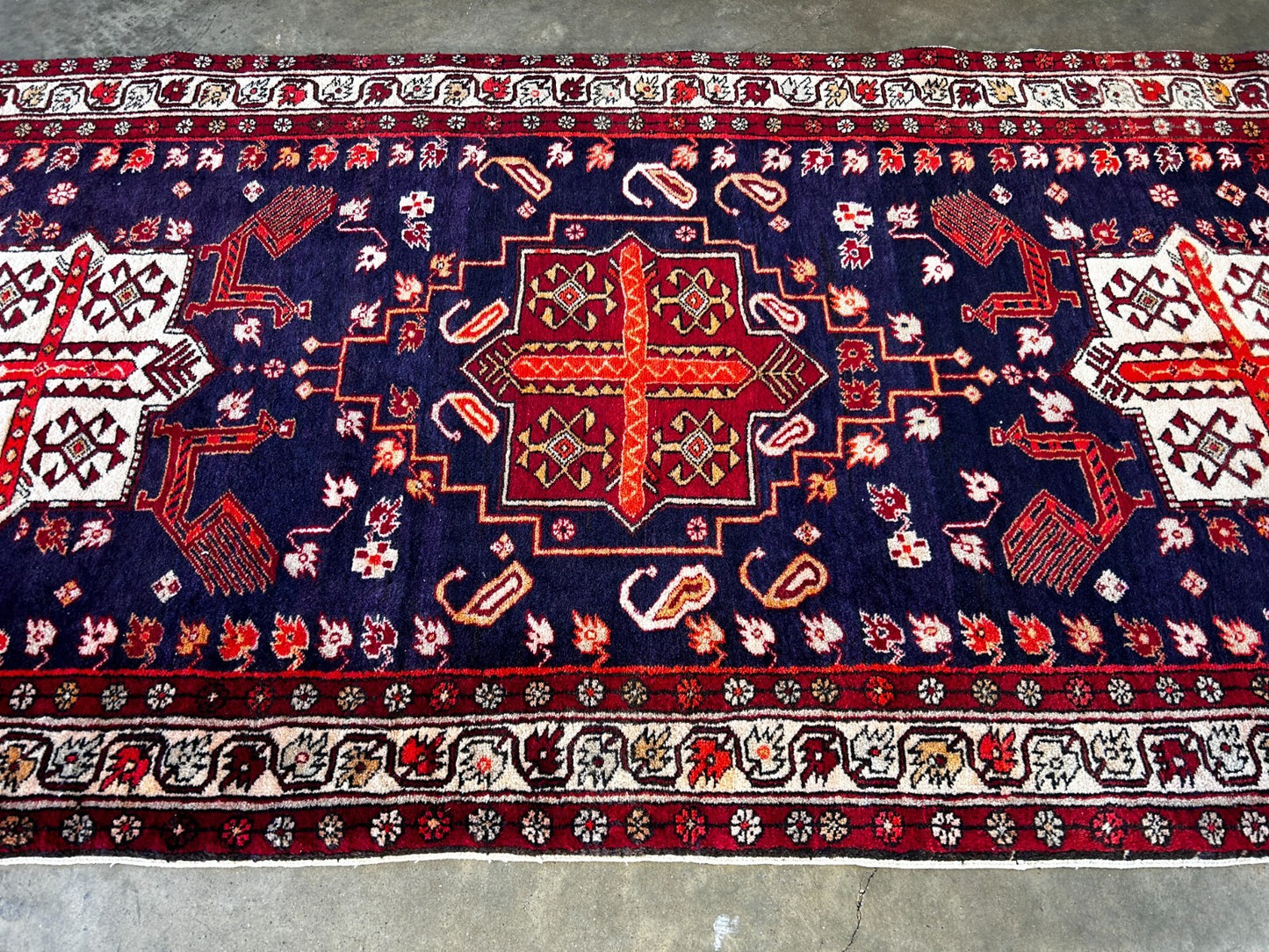 3'7" x 10'7'' Hand-Knotted 100% Lamb Wool Pile Goravane Area Rug