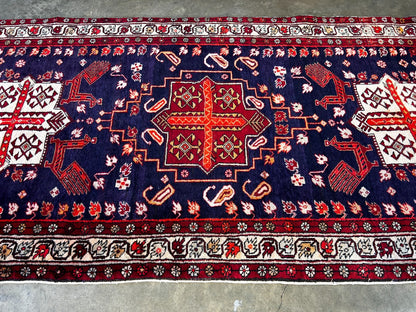 3'7" x 10'7'' Hand-Knotted 100% Lamb Wool Pile Goravane Area Rug