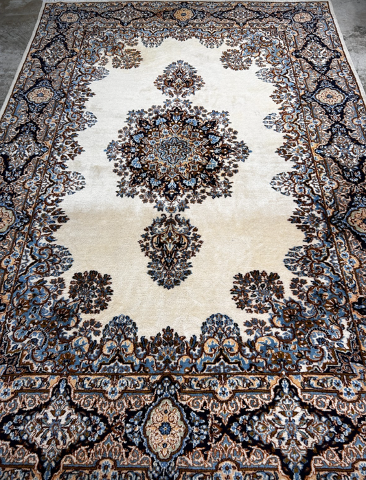 7'4"x10'10" Hand-Knotted 100% Wool Kermane Area Rug - Carpet