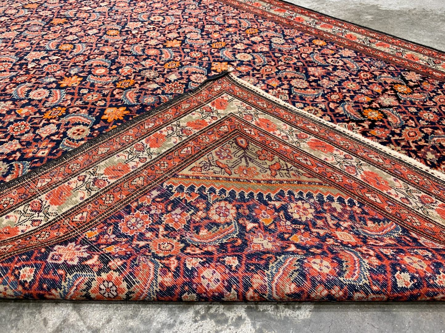4'3"x6'5" Antique Pre-1900 Geometric Malayere Area Rug Hand-knotted Carpet