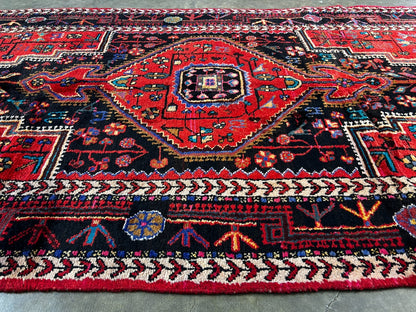 4'11" x 10'0" Hand-Knotted 100% Lamb Wool Pile Hamadane Area Rug - Carpet