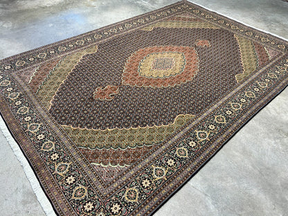 6'7"x9'9" Fine Hand-Knotted Wool & Silk Blend Tabrize Mahi Carpet - Area Rug