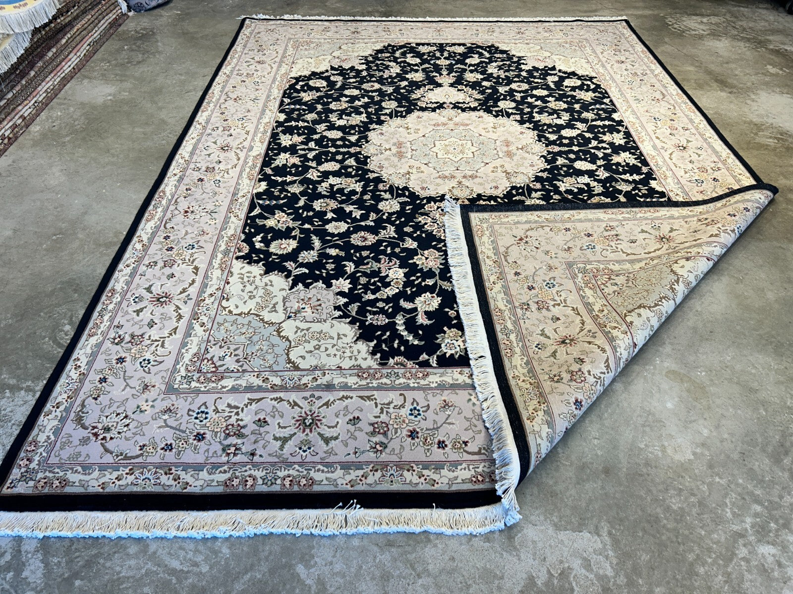 9'x12' Hand-Knotted Wool & Silk Blend Oriental Rug
