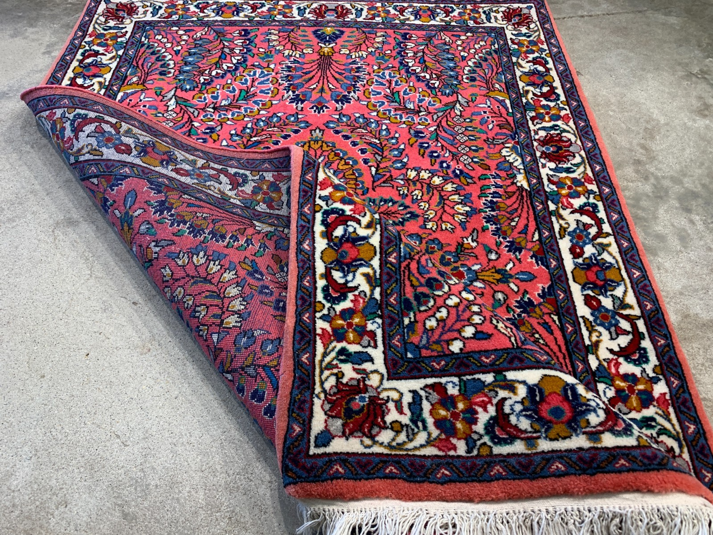 3'6"x5'2'' Hand-Knotted 100% Wool Pile Sarouke Area Rug