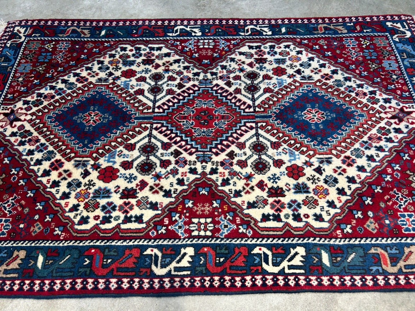 2'8"x4'3" Hand-Knotted 100% Wool Pile Yalamehe Carpet - Area Rug