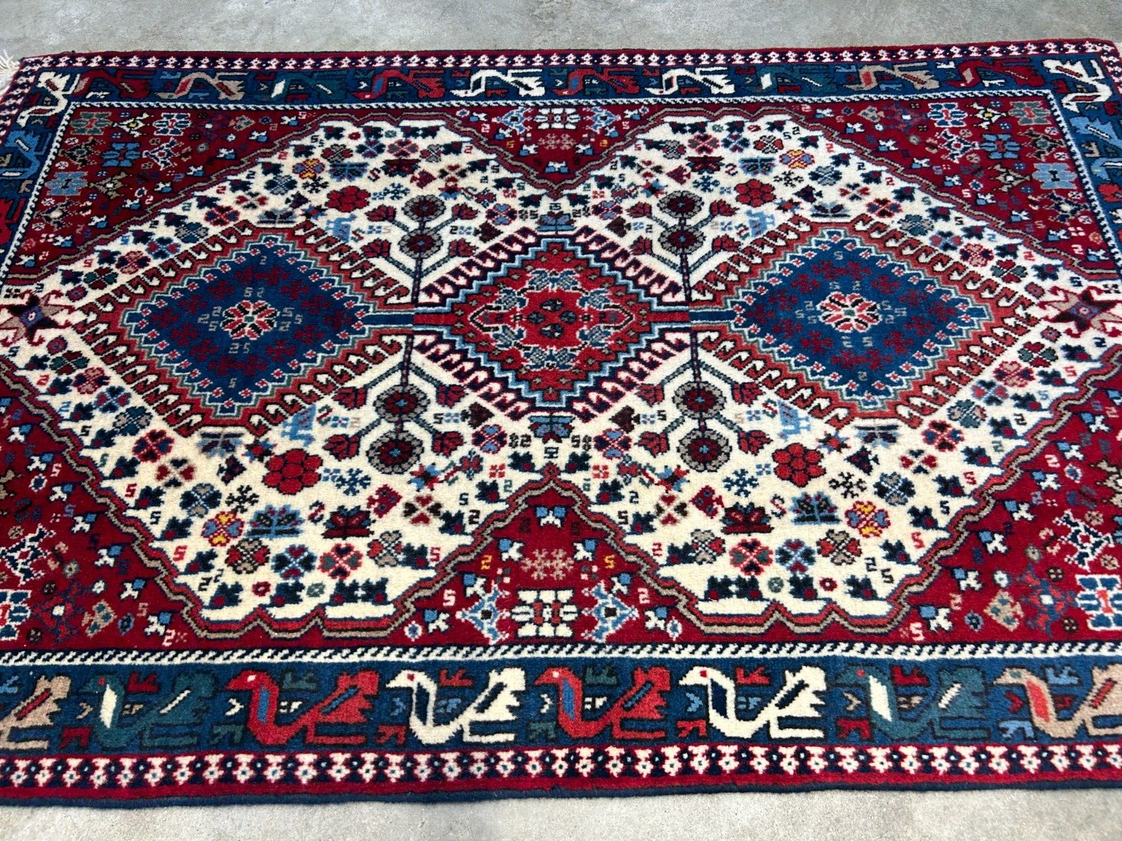 2'8"x4'3" Hand-Knotted 100% Wool Pile Yalamehe Carpet - Area Rug