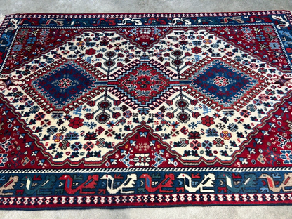 2'8"x4'3" Hand-Knotted 100% Wool Pile Yalamehe Carpet - Area Rug