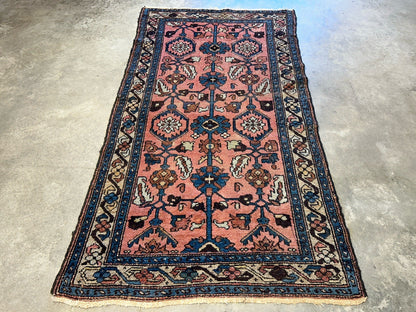 3’3”x6’ Antique Hand-Knotted 100% Wool Pile Hamadane Area Rug - Carpet