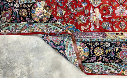 Collector Item - 10'9"x14'8" Hand-Knotted Wool & Silk Tabrize Area Rug