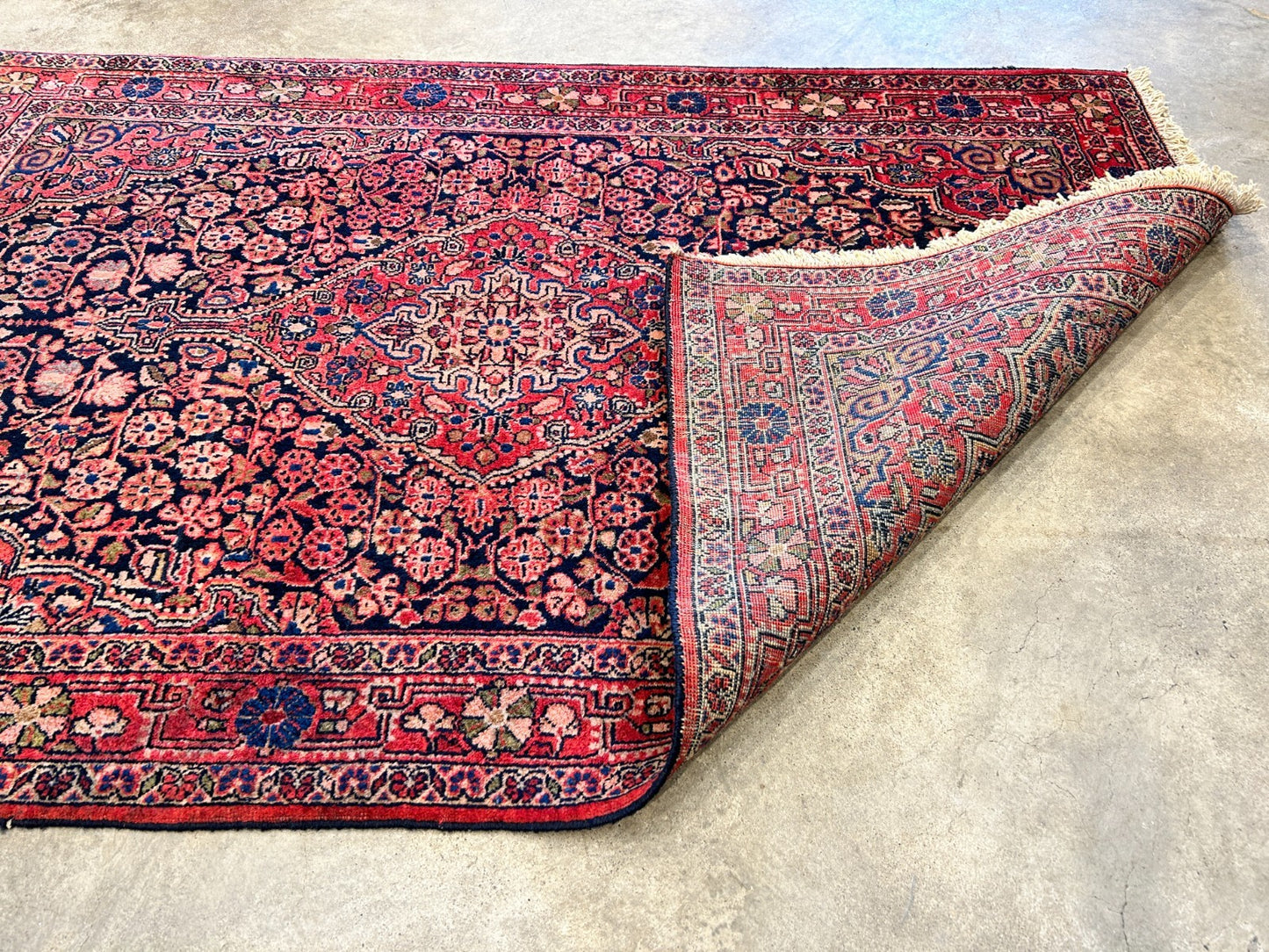 Rare Antique _ 3'5"x5'3" Hand-Knotted 100% Wool Pile Sarouke Josan Area Rug