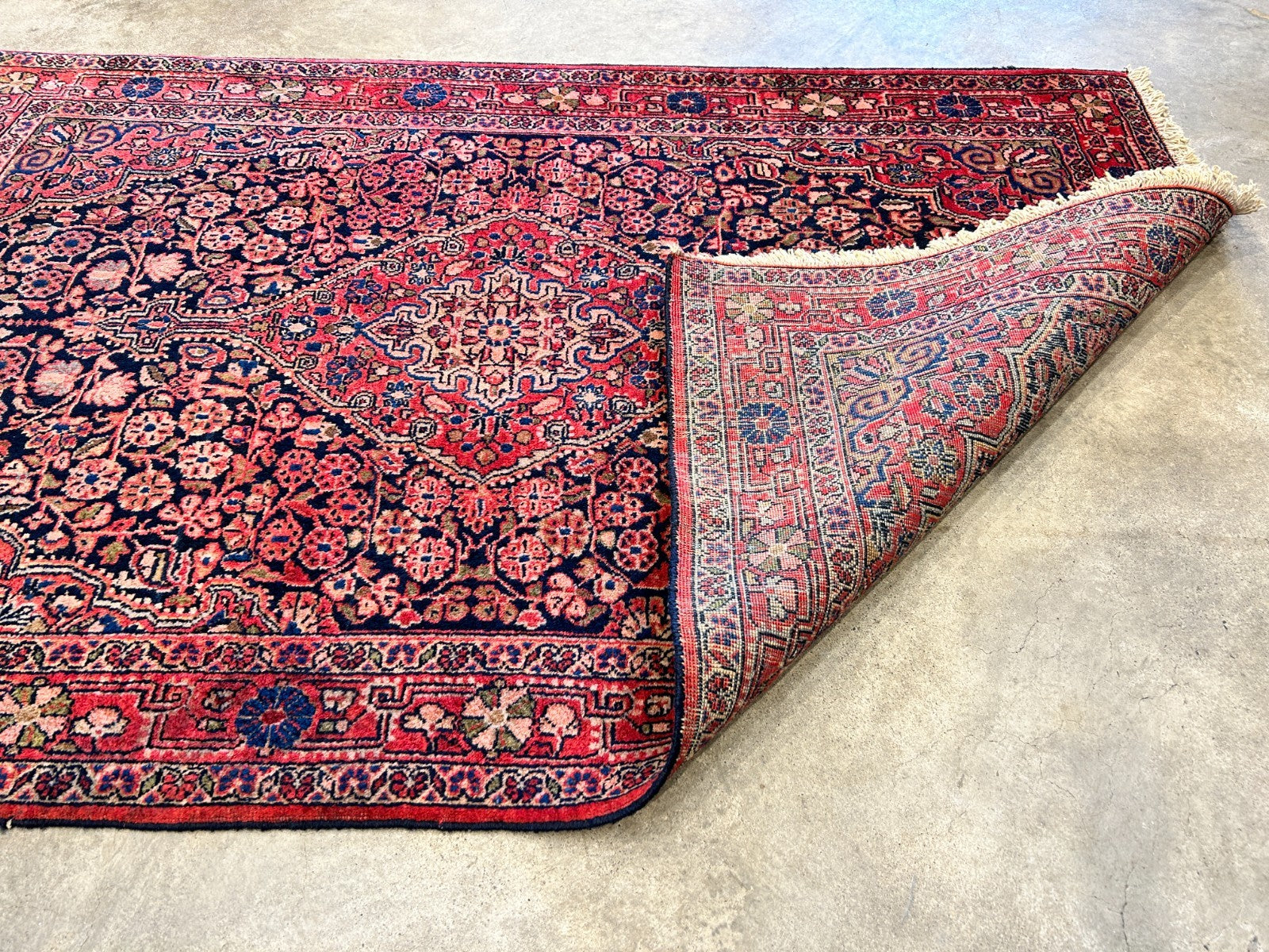 Rare Antique _ 3'5"x5'3" Hand-Knotted 100% Wool Pile Sarouke Josan Area Rug