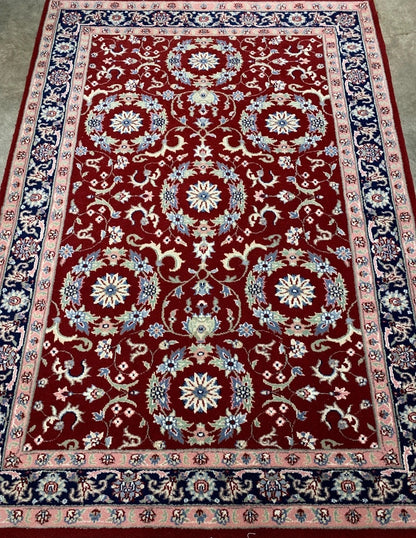 4'0" x 6'0" Hand-Knotted 100% Wool Indian Area Rug