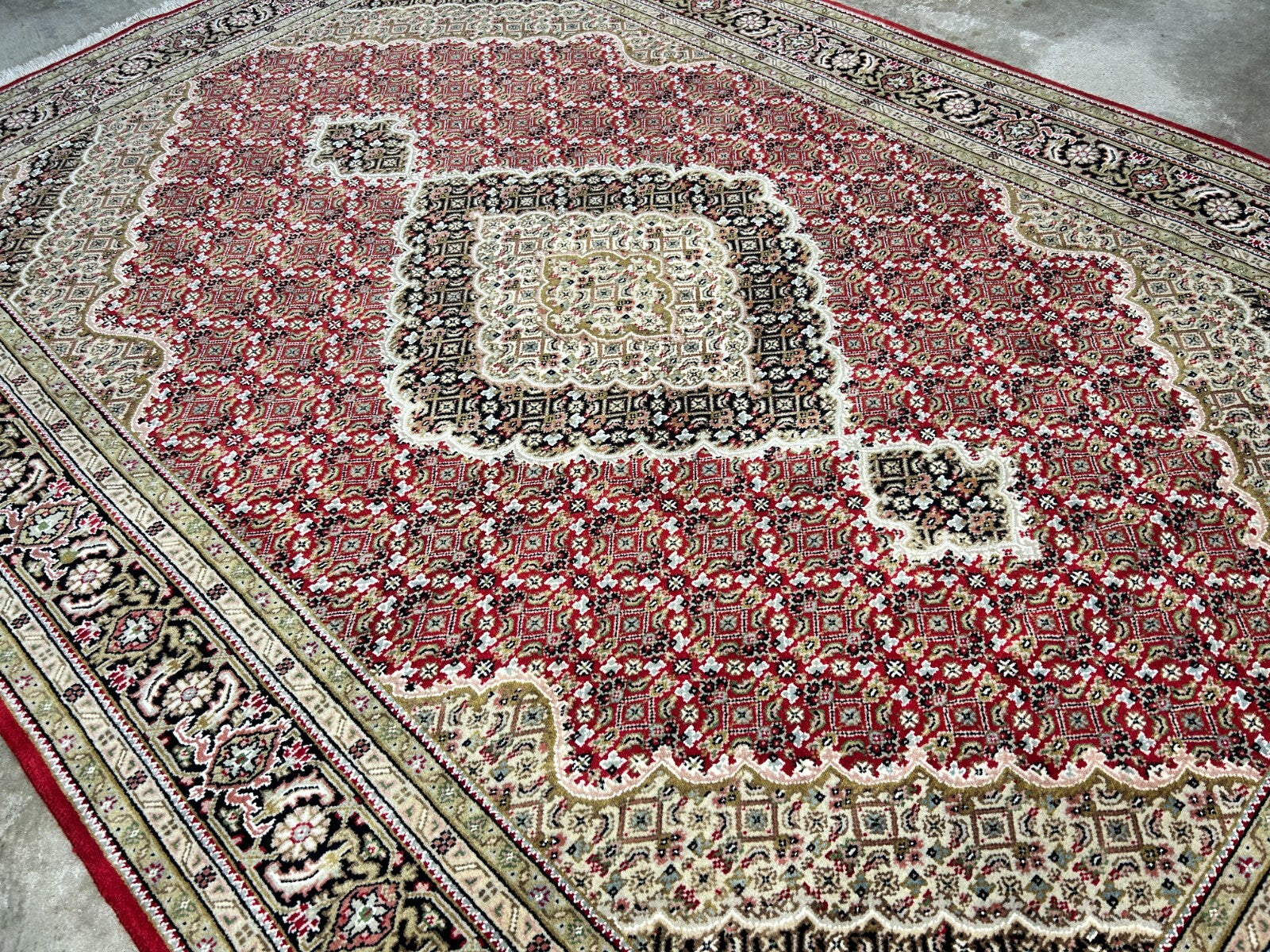 6'1"x8'9" Hand-Knotted 100% Wool Pile Tabrize Design Carpet - Area Rug