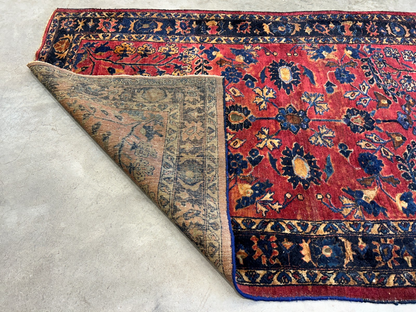 4'10"x6'6" Antique Hand-Knotted 100% Wool Pile Sarouke Area Rug - Carpet