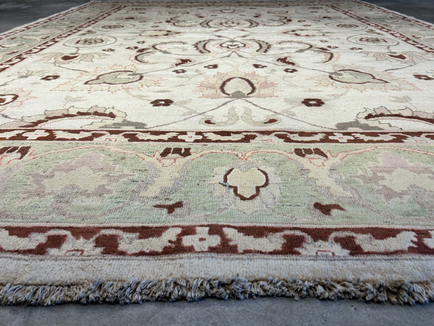 7'1"x9'1" Hand-Knotted 100% Wool Pile Indian Arut Carpet - Area Rug