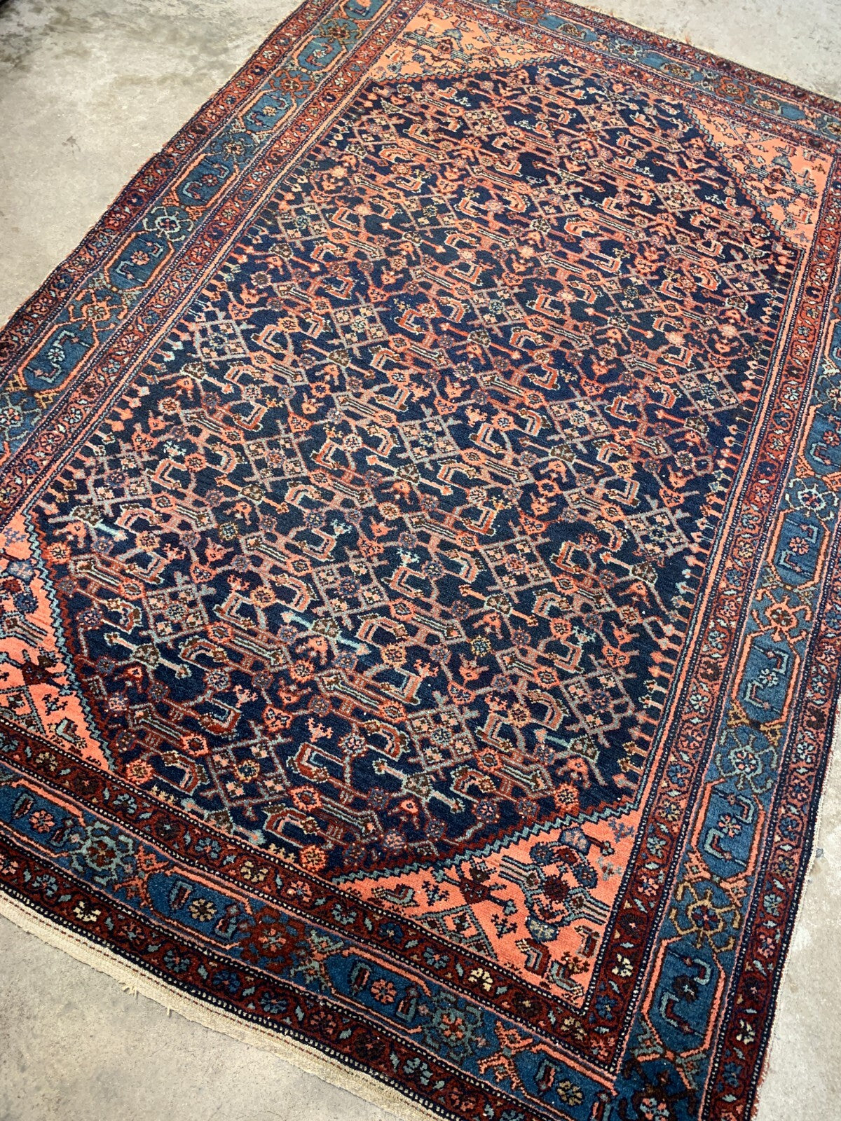  4'9"x6'8" Antique Pre-1900 Geometric Malayer Area Rug Hand-knotted Carpet