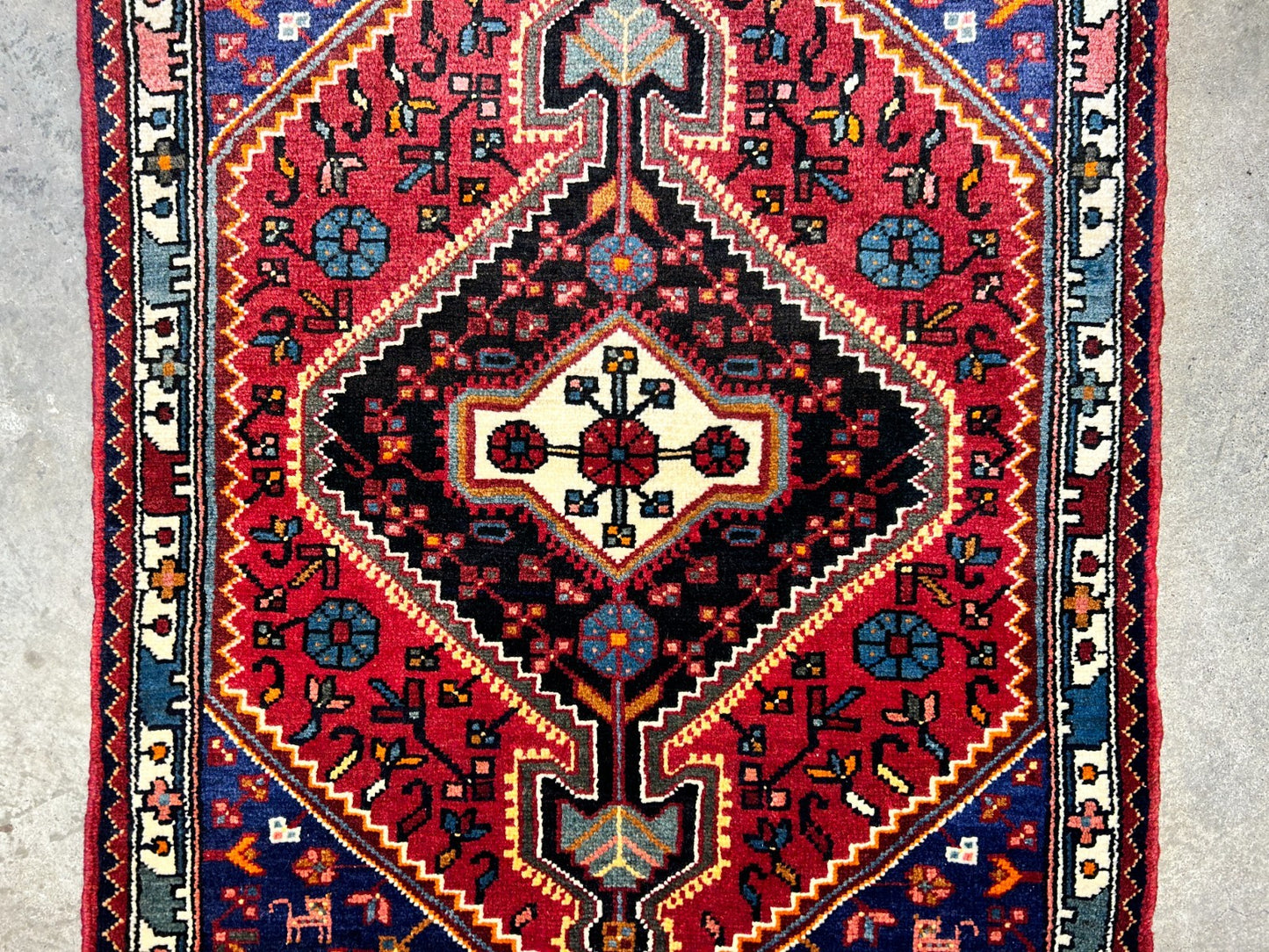 2'10"x4'2" Hand-Knotted 100% Wool Pile Hamadane Rug