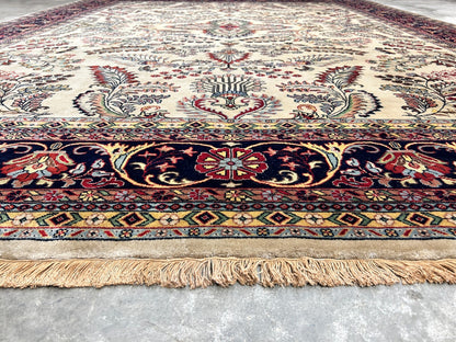 9'x12' Hand-Knotted 100% Lamb Wool Pile Sarouk Carpet - Area Rug
