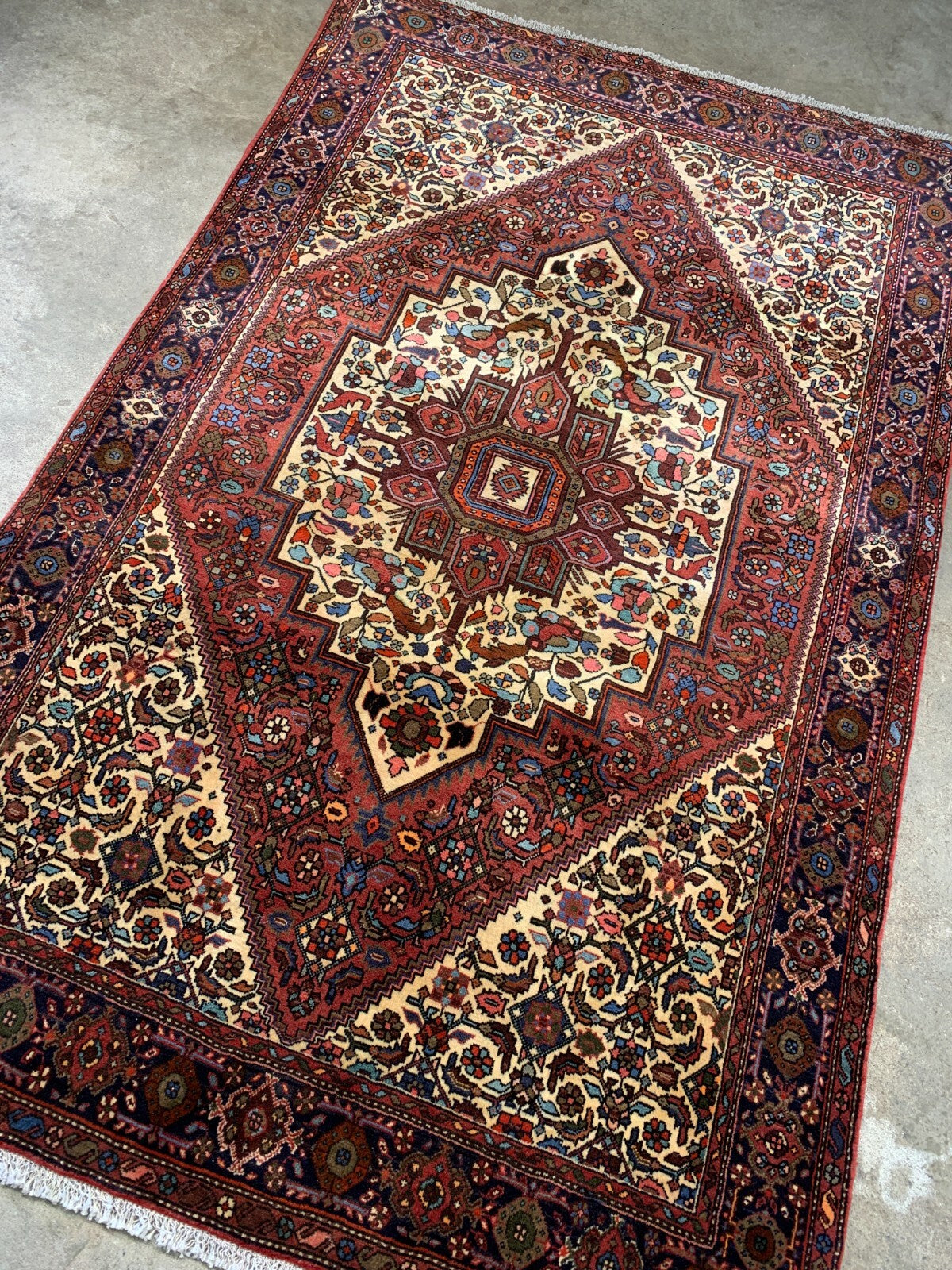 4'3"x6'6" Hand-Knotted 100% Wool Pile Bijare Gholtoghe Carpet - Area Rug