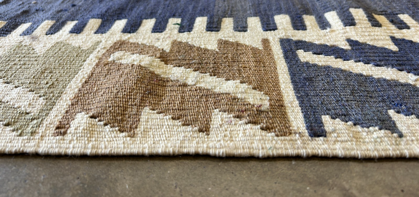 3'2x5'4" Hand-Knotted 100% Wool Flat-Weave Turkish Rug