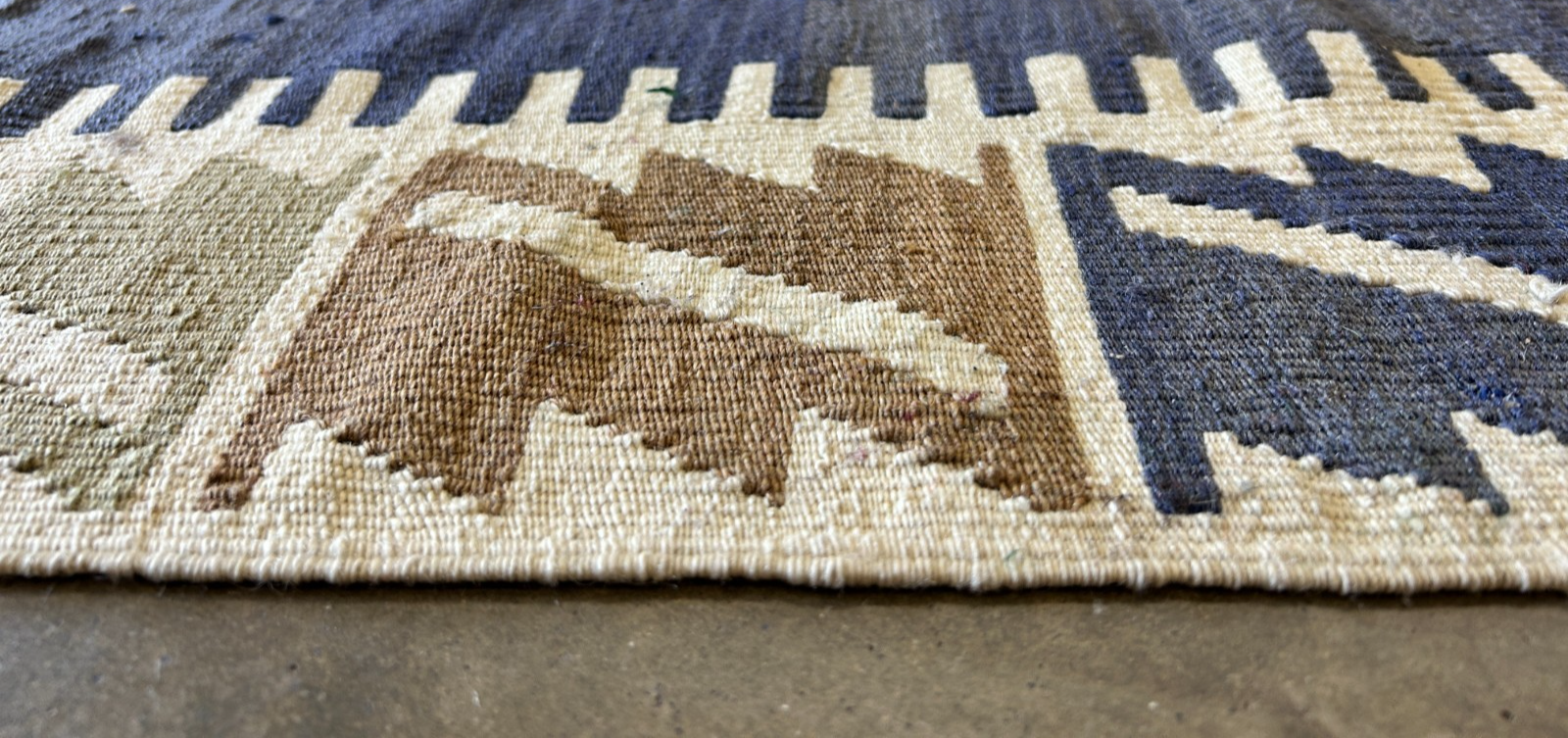 3'2x5'4" Hand-Knotted 100% Wool Flat-Weave Turkish Rug