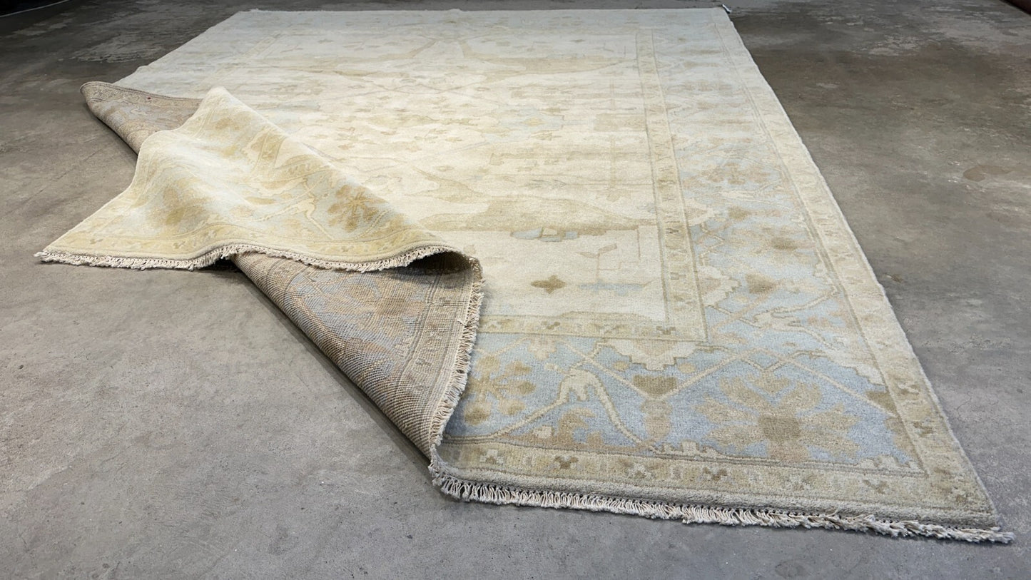 8'x10' Hand-Knotted 100% Lamb Wool Oushak Carpet - Area Rug