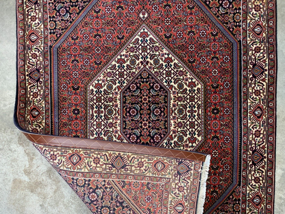 3'8"x5'9" Hand-Knotted 100% Wool Pile Bijare Carpet - Area Rug