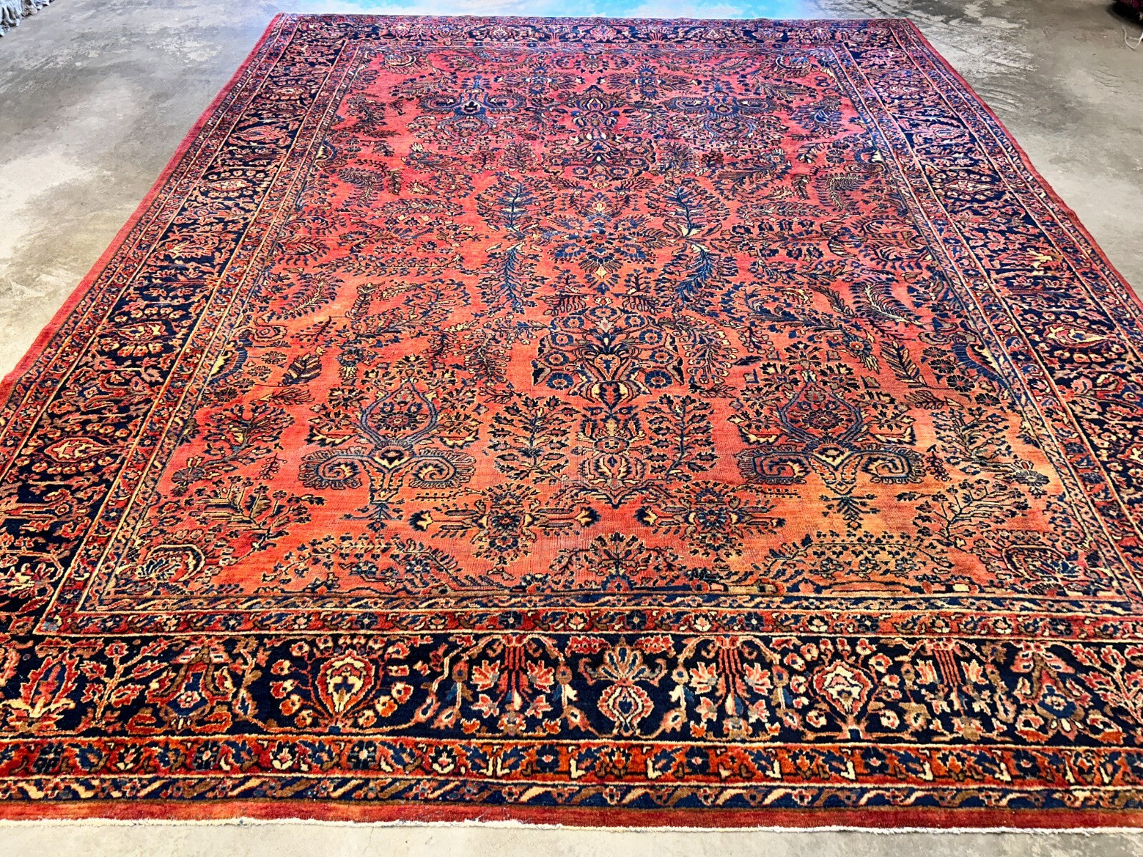9'2"x11'4" Antique Fine Lamb Wool Sarouke Mohajeran Rug Hand-knotted Carpet