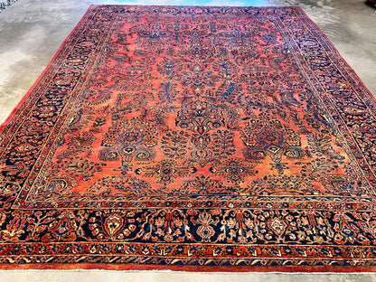 9'2"x11'4" Antique Fine Lamb Wool Sarouke Mohajeran Rug Hand-knotted Carpet