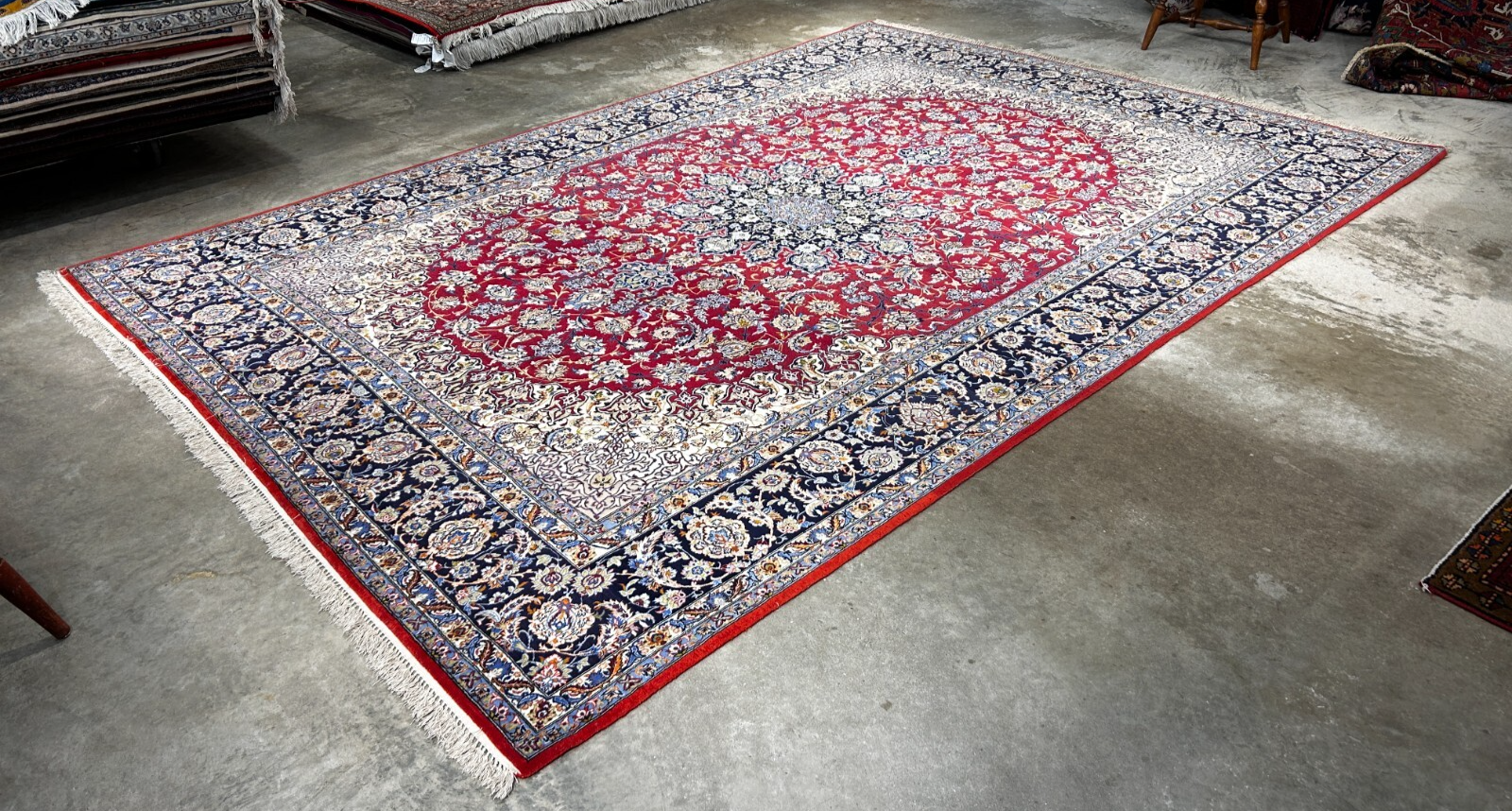 8'1"x11'6" Extra Fine Hand-Knotted Wool & Silk Isfahane Rug