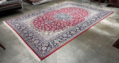 8'1"x11'6" Extra Fine Hand-Knotted Wool & Silk Isfahane Rug