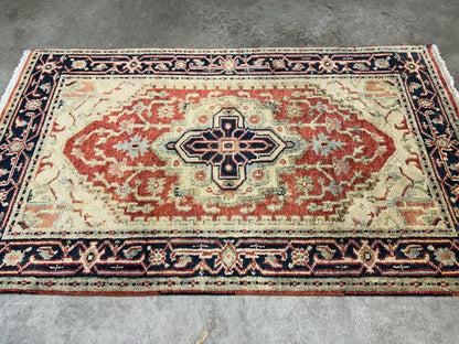 3’x5’ Hand-Knotted 100% Wool Indoserapi Area Rug - Carpet