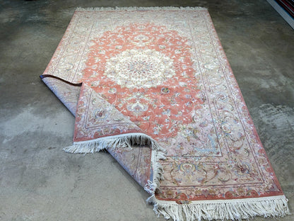 6'7"x9'9" Fine Hand-Knotted Wool & Silk Blend Tabrize Carpet - Area Rug