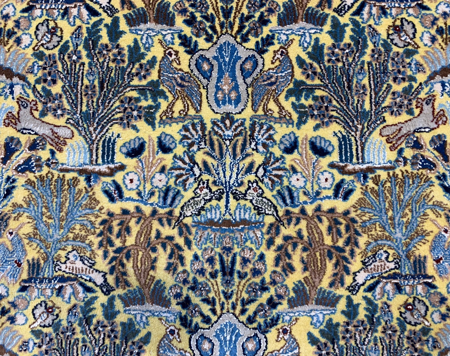 3'7"x5'6'' Very Fine Hand-Knotted Silk & Wool Tree of Life Naine Area Rug - Carp