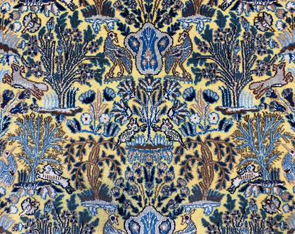 3'7"x5'6'' Very Fine Hand-Knotted Silk & Wool Tree of Life Naine Area Rug - Carp