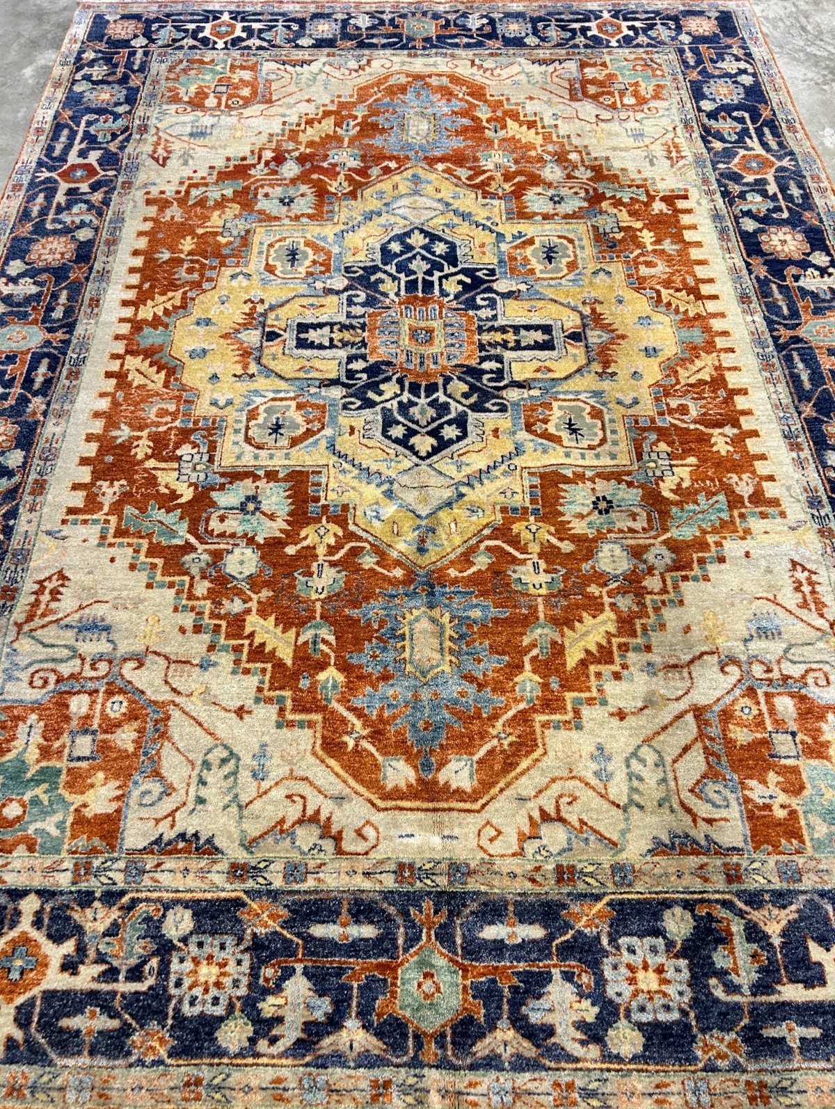 9'x12' Hand-Knotted 100% Lamb Wool Serapie Design Carpet - Area Rug