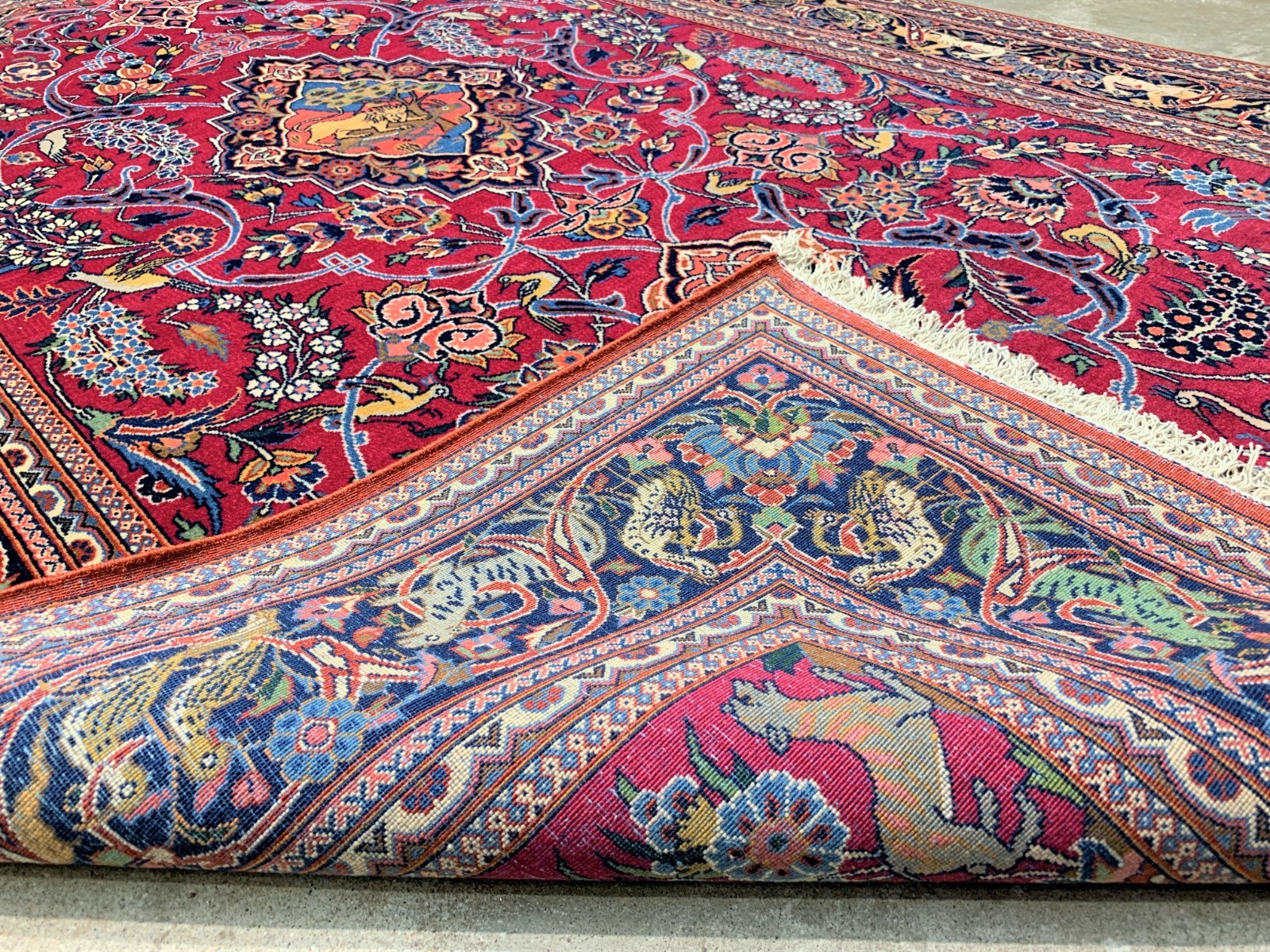 Collector Item - 4'3"x6'10" - Antique Pre-1900 Fine Wool Pile Kashane Rug