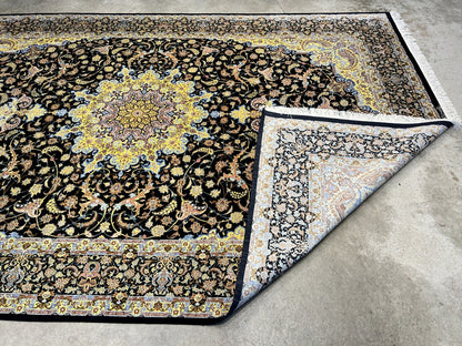 6'6"x10' Exquisite Hand-Knotted 100% Silk Qume Rug